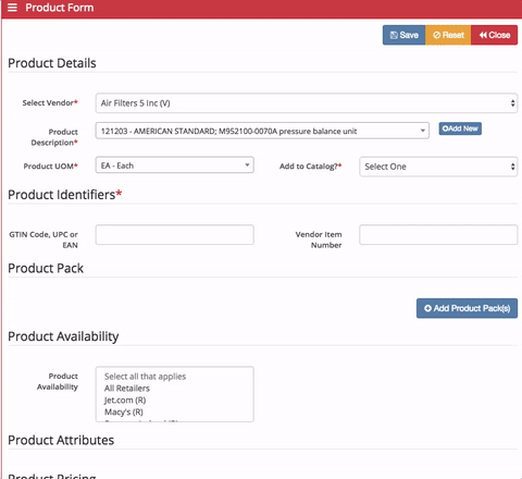 product form functionality