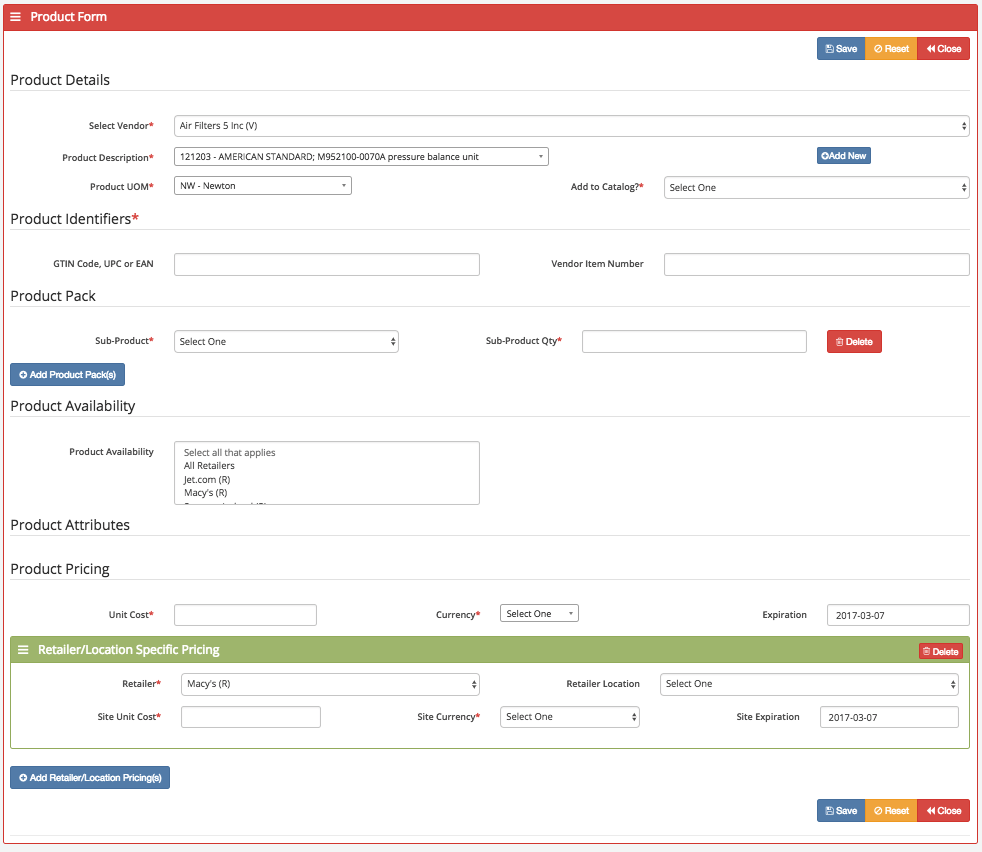 product create form